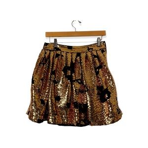 See by Chloe Gold Sequin Festive Mini Skirt